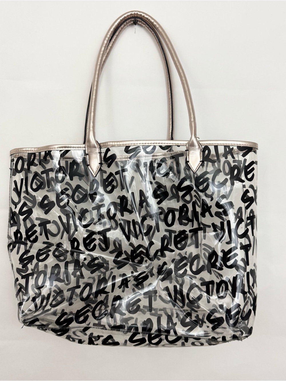 Victoria's Secret Graffiti Clear Tote Bag with Metallic Trim
